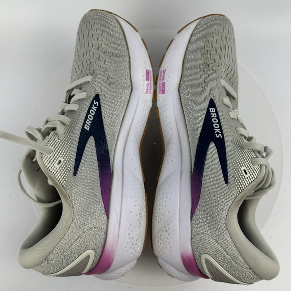 Brooks Ghost Shoes Womens Size 8.5 Gray White Purple Cushioned Running Sneakers - Picture 9 of 13